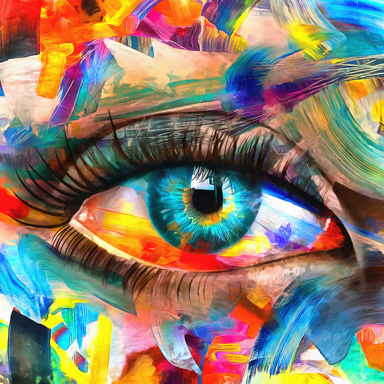 Tableau coloré représentant un œil